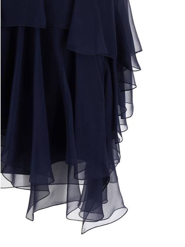 Blue Dress With Thin Straps And Ruffles In Silk Woman - ALBERTA FERRETTI - BALAAN 3