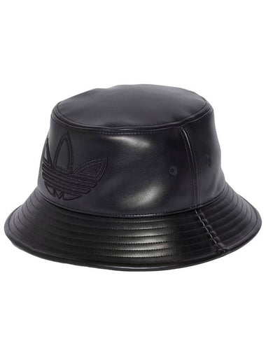 Trefoil leather bucket hat black - ADIDAS - BALAAN 1