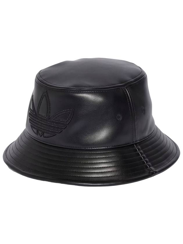 Trefoil Leather Bucket Hat Black - ADIDAS - BALAAN 1