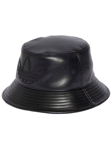 Trefoil Leather Bucket Hat Black - ADIDAS - BALAAN 1