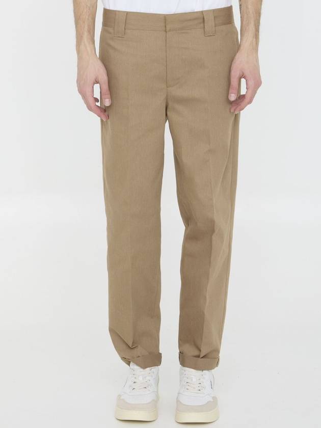 Men's Logo Patch Straight Pants Beige Khaki - GOLDEN GOOSE - BALAAN 2