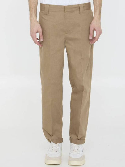 Men's Logo Patch Straight Pants Beige Khaki - GOLDEN GOOSE - BALAAN 2