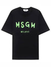 Milano Brushed Logo Cotton Short Sleeve T-Shirt Black - MSGM - BALAAN 2