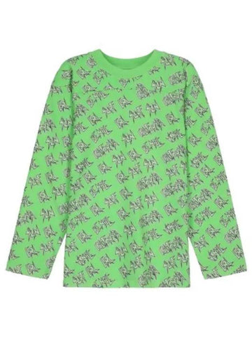 Allover Print Long Sleeve T Shirt Green - ERL - BALAAN 1