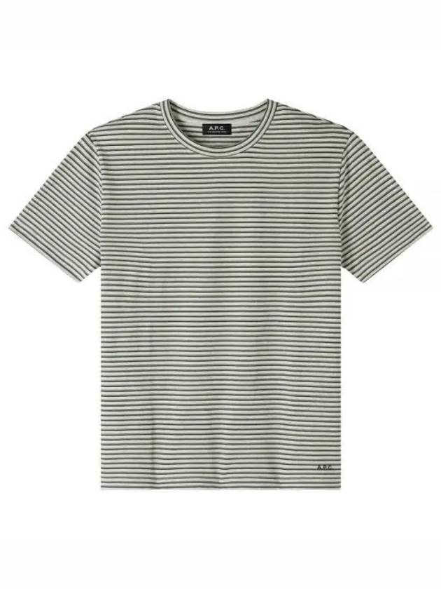 Stripe Minimal Logo Print Short Sleeve T-Shirt Heather Ecru - A.P.C. - BALAAN 2