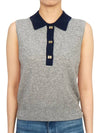 Polo Collar Vest Grey - GANNI - BALAAN 4