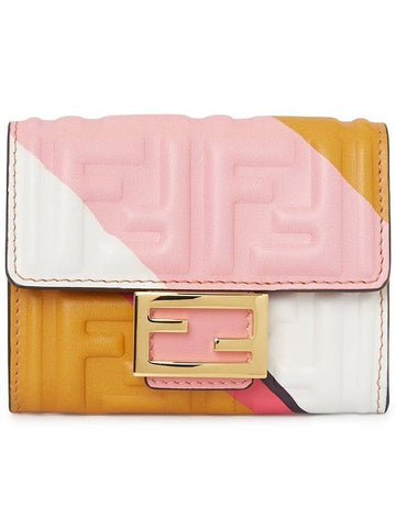 FF Logo Baguette Diagonal Stripe Card Wallet - FENDI - BALAAN 1