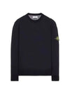 Regular Fit Crew Neck Wool Knit Top Navy - STONE ISLAND - BALAAN 2