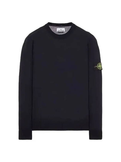 Regular Fit Crew Neck Wool Knit Top Navy - STONE ISLAND - BALAAN 2