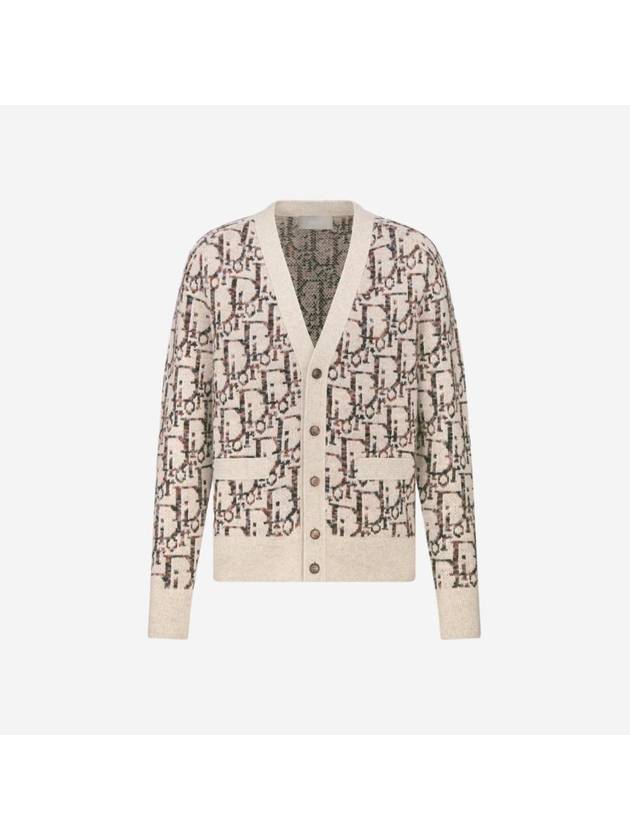 Oblique Wool Jacquard Cardigan Beige Brown - DIOR - BALAAN 1