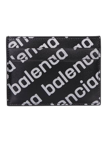 Reflective Silver Logo Print Card Wallet Black - BALENCIAGA - BALAAN.