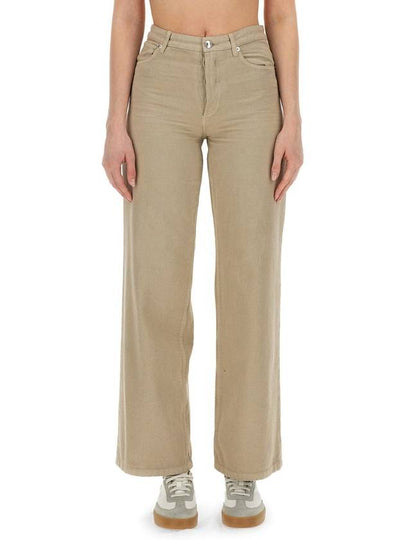 Regular Fit Denim Cotton Wide Pants Beige - A.P.C. - BALAAN 2