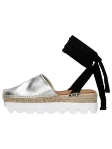 Ankle tie platform espadrille silver - MARNI - BALAAN 1