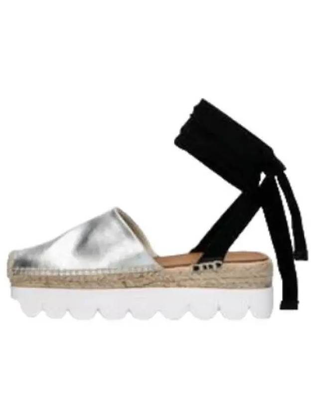 Ankle tie platform espadrille silver shoes - MARNI - BALAAN 1