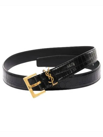 Crocodile Embossed Cassandre Belt Women s Waistband - SAINT LAURENT - BALAAN 1