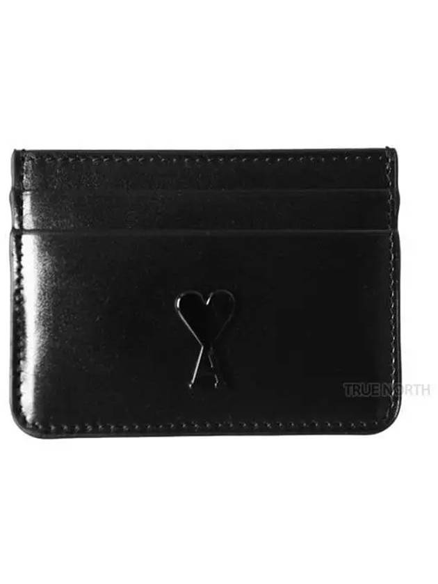 Heart Logo Leather Card Wallet Black - AMI - BALAAN 2