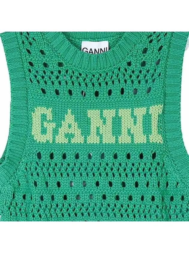 Logo Intarsia Knit Vest Green - GANNI - BALAAN 5