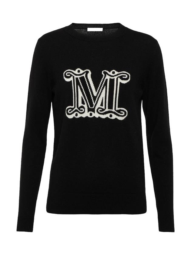 Women's Pamir Crew Neck Logo Knit Top Black - MAX MARA - BALAAN 1