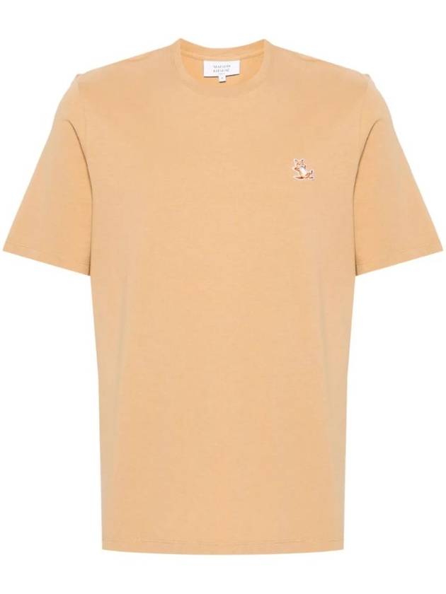 Chillax Fox Patch Regular Short Sleeve T-Shirt Beige - MAISON KITSUNE - BALAAN 1