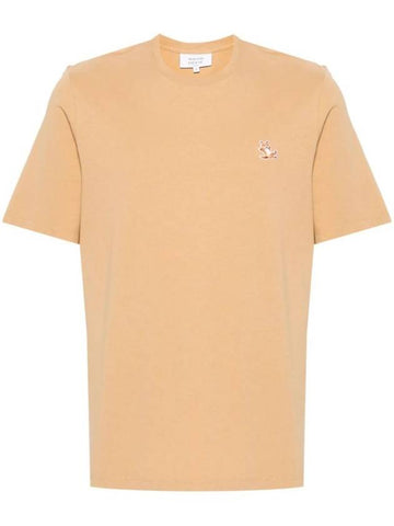 Chillax Fox Patch Regular Short Sleeve T-Shirt Beige - MAISON KITSUNE - BALAAN 1