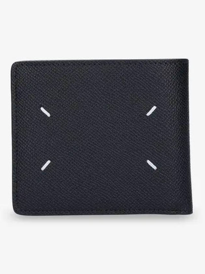 Stitched Bifold Leather Half Wallet Black - MAISON MARGIELA - BALAAN 2