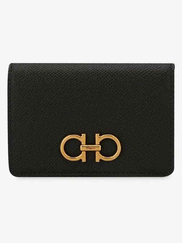 Gancini Leather Card Wallet Black - SALVATORE FERRAGAMO - BALAAN 3