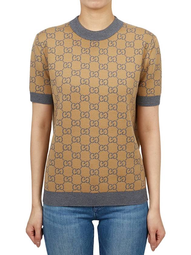 Reversible GG Jacquard Wool Knit Top Brown Grey - GUCCI - BALAAN 3