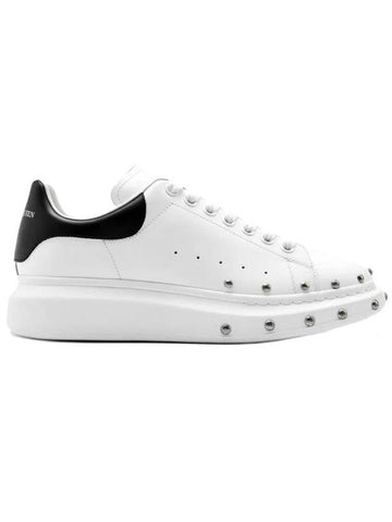 Oversole Front Stud Black Tab Low Top Sneakers White - ALEXANDER MCQUEEN - BALAAN 1