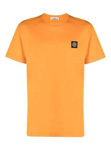 Logo Patch Cotton Short Sleeve T-Shirt Orange - STONE ISLAND - BALAAN 1