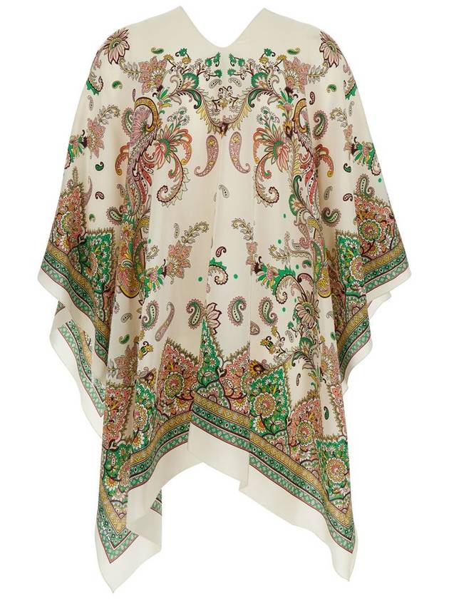 Multicolor Cape With All-Over Paisley Print In Silk Woman - ETRO - BALAAN 2