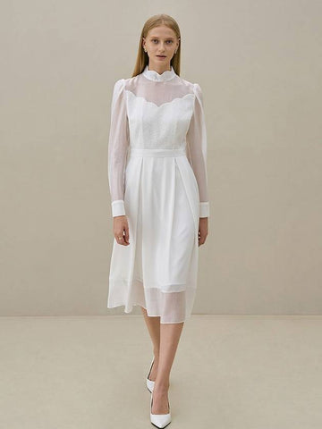 CROA semi high neck flared dresswhite - AME - BALAAN 1