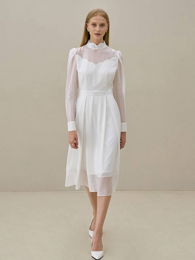 CROA semi high neck flared dresswhite - AME - BALAAN 2