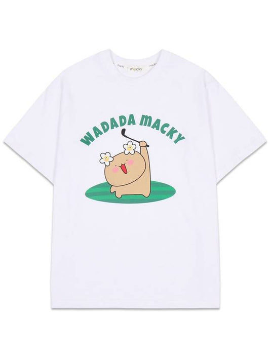 Wadada Bear Wadada Rounding Short Sleeve T-Shirt Women's Short Sleeve T-Shirt White MC24WDT1 - MACKY - BALAAN 2