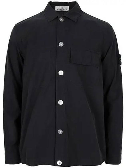 Cupro Cotton Twill Over Long Sleeve Overshirt Jacket Black - STONE ISLAND - BALAAN 2