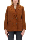 Lucy Double-Breasted Corduroy Blazer Jacket Camel - A.P.C. - BALAAN 2