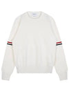 Men's Milan Stitch Armband Crew Neck Knit Top White - THOM BROWNE - BALAAN 2