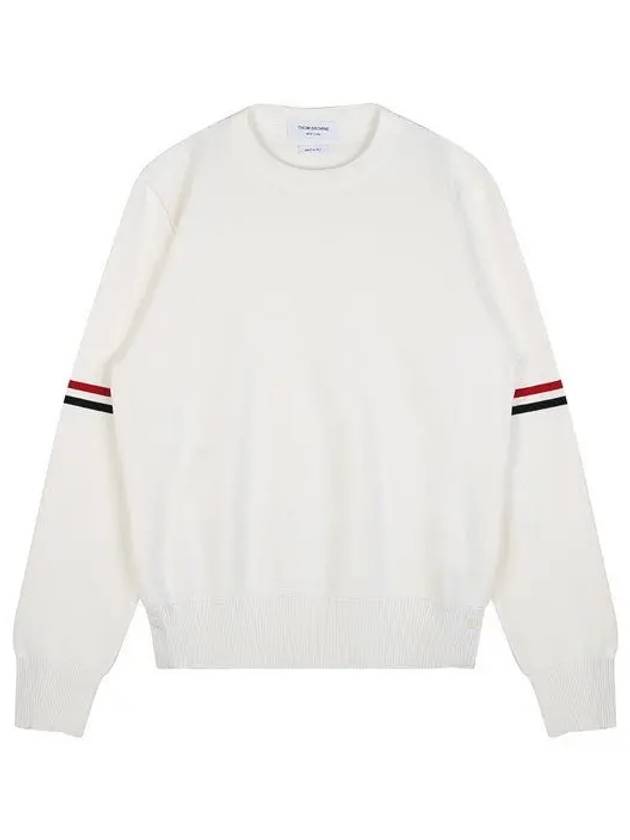 Men's Milan Stitch Armband Crew Neck Knit Top White - THOM BROWNE - BALAAN 2