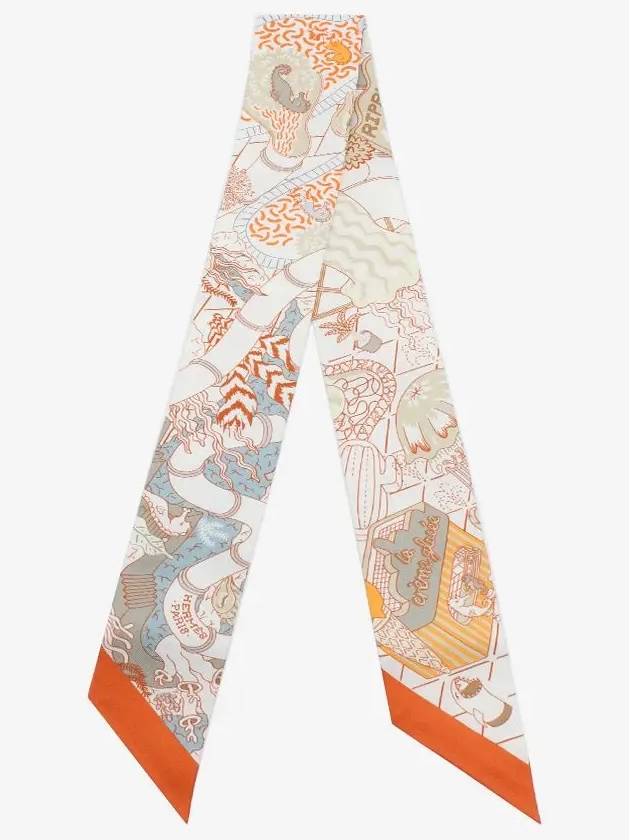 Splash Park Silk Twilly Scarf Blanc Orange - HERMES - BALAAN 2