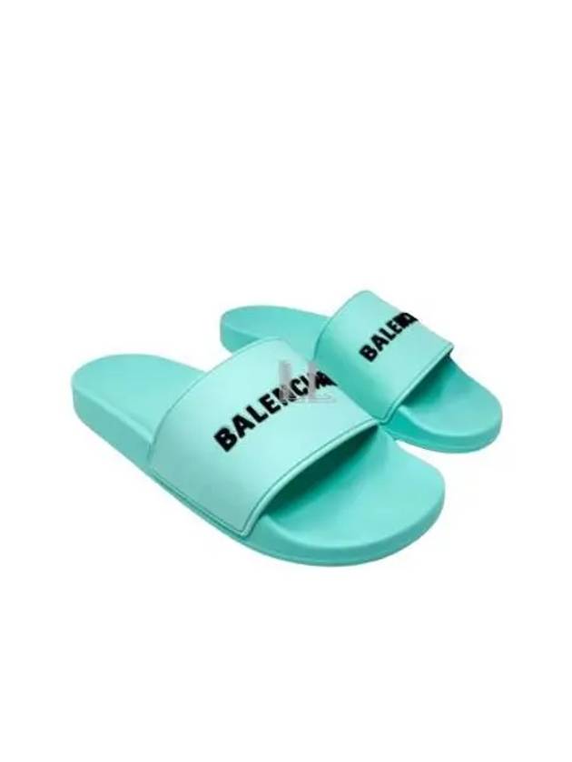 Women's Pool Emboss Logo Band Slippers Mint - BALENCIAGA - BALAAN 2