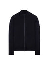 Ghost Logo Patch Knit Zip-Up Cardigan Navy - STONE ISLAND - BALAAN 3