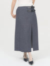 BUCKLE FRINGE LONG SKIRT BLUE - ZIZEMUSEUM - BALAAN 1