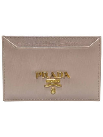 Women s 1MC208 Vitello Move Beige Gold Logo Card Wallet - PRADA - BALAAN 1