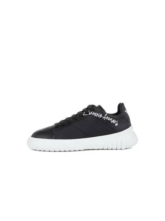 Women s Logo Print Leather Sneakers Black 271630 - EMPORIO ARMANI - BALAAN 1