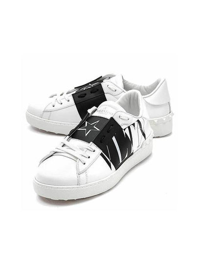 Men's Open Hidden Logo Star Leather Low Top Sneakers White - VALENTINO - BALAAN 2