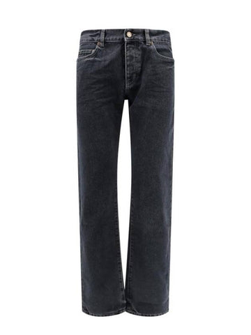 Classic Slim Cut Cotton Straight Jeans Black - SAINT LAURENT - BALAAN 1