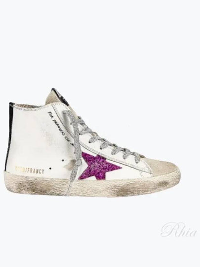 Francy Leather High Top Sneakers Purple White - GOLDEN GOOSE - BALAAN 2