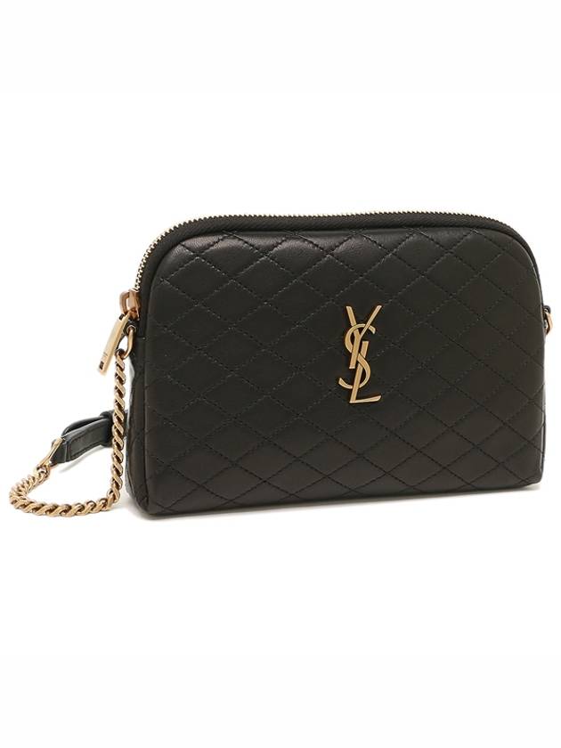 Gaby Quilted Lambskin Chain Cross Bag Black - SAINT LAURENT - BALAAN 3