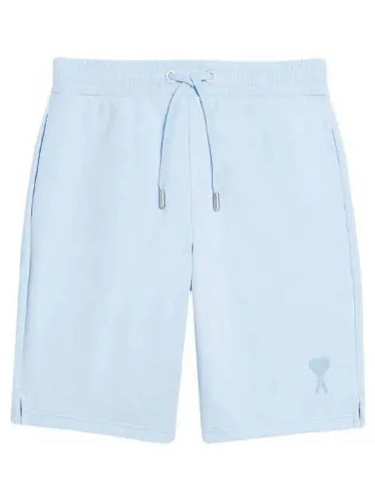 Men's Small Heart Logo Drawstring Shorts Sky Blue - AMI - BALAAN 2