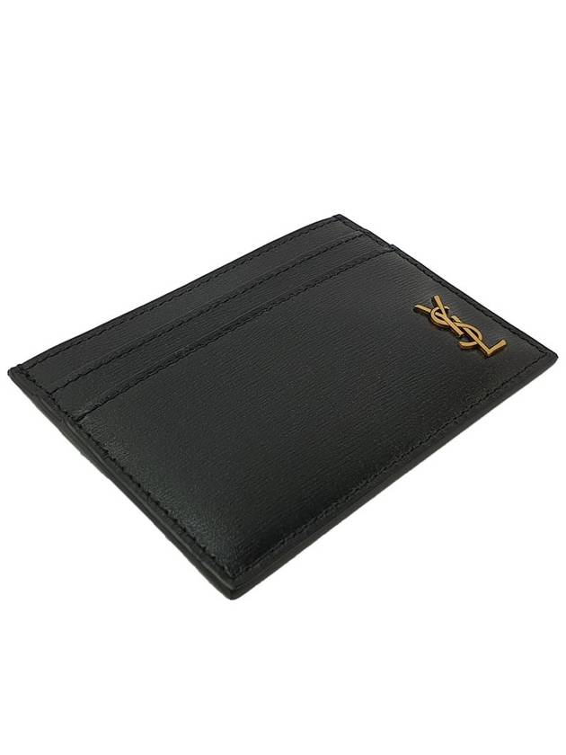 Tiny Monogram Shiny Leather Card Case Black - SAINT LAURENT - BALAAN 5