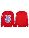 Print Organic Cotton Sweatshirt Red - GANNI - BALAAN 2